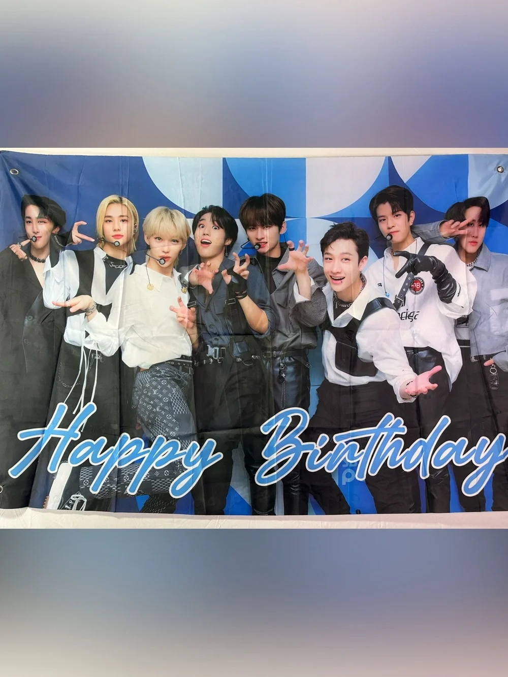 K-Pop Stray Kids Happy Birthday Backdrop Banner 5x3Ft.